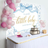 Lofaris White Blue Bear Floral Sweet Little Baby Backdrop